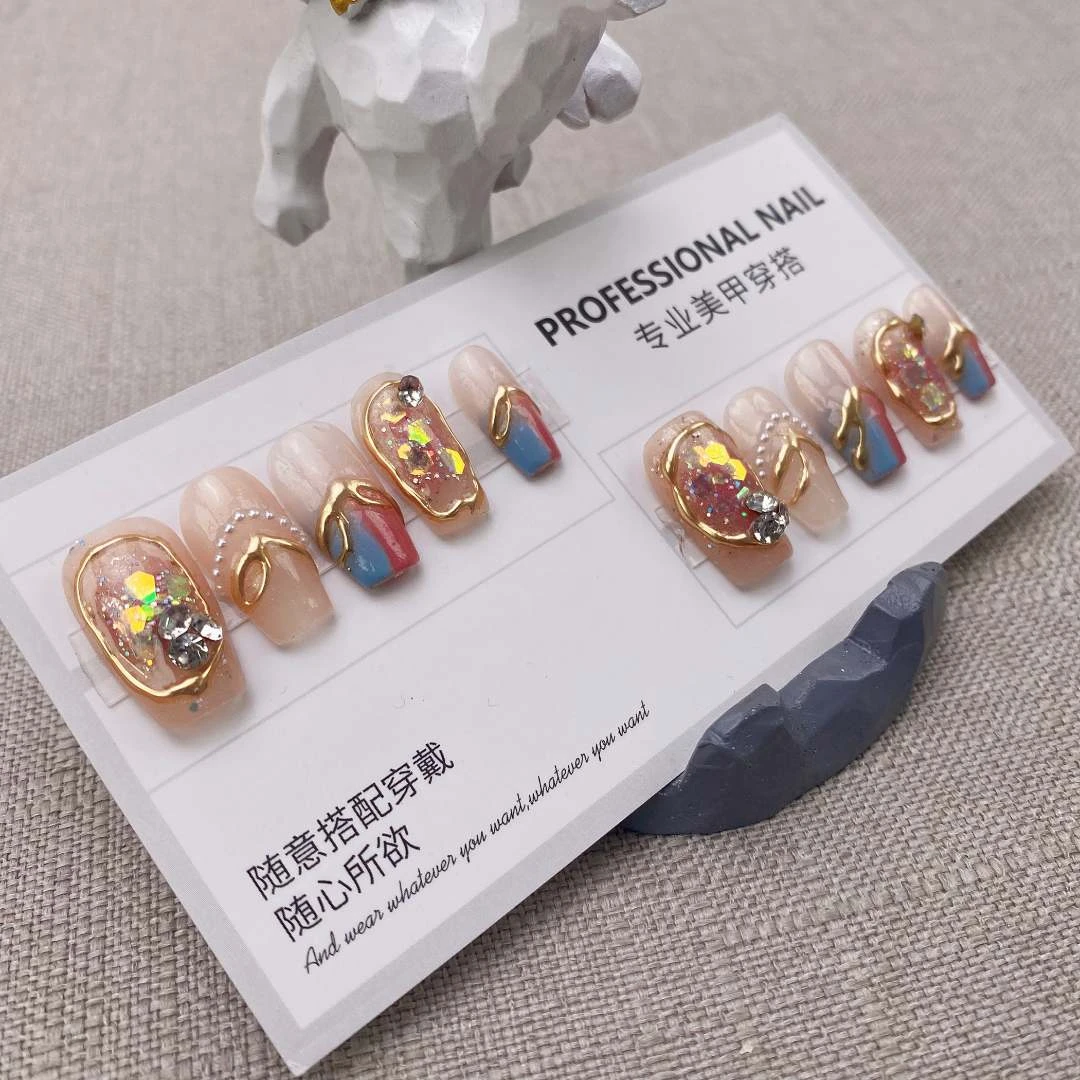 【阿尔卑斯】菲诺纯手工定制穿戴甲可拆可卸白色梯形假指甲贴片