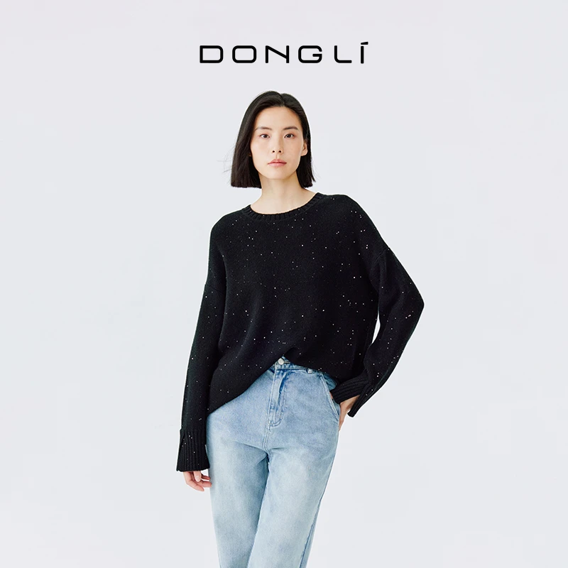 东黎•山羊绒 女士混纺圆领针织打底均码羊绒衫百搭2357