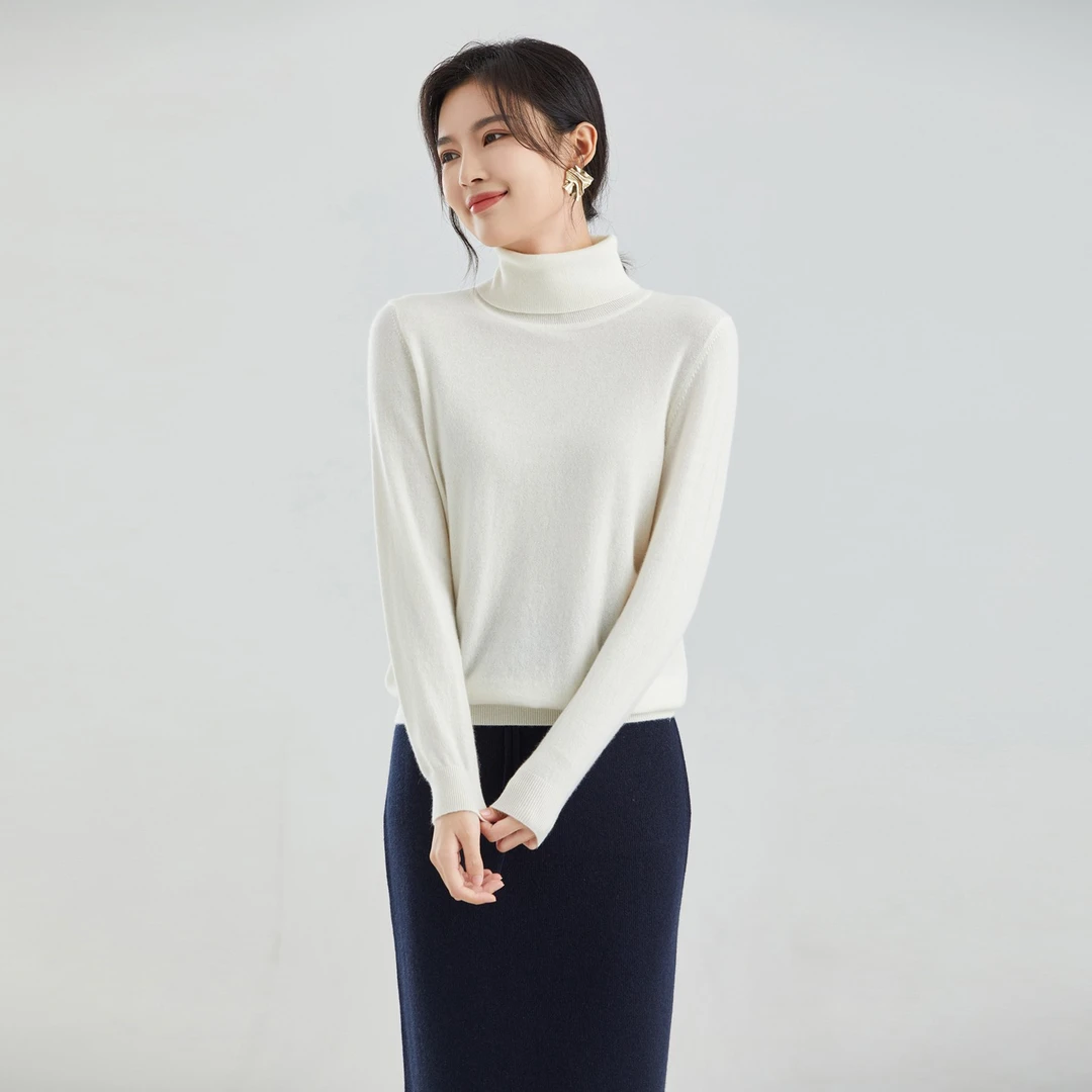 东黎 小山羊绒 流光风女士秋冬针织高领羊绒衫堆堆领GDRW-21S210