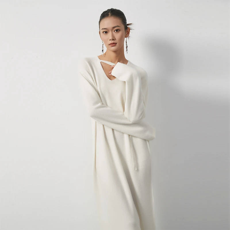 东黎 山羊绒 【秀场同款】 女士长款羊绒连衣裙3357