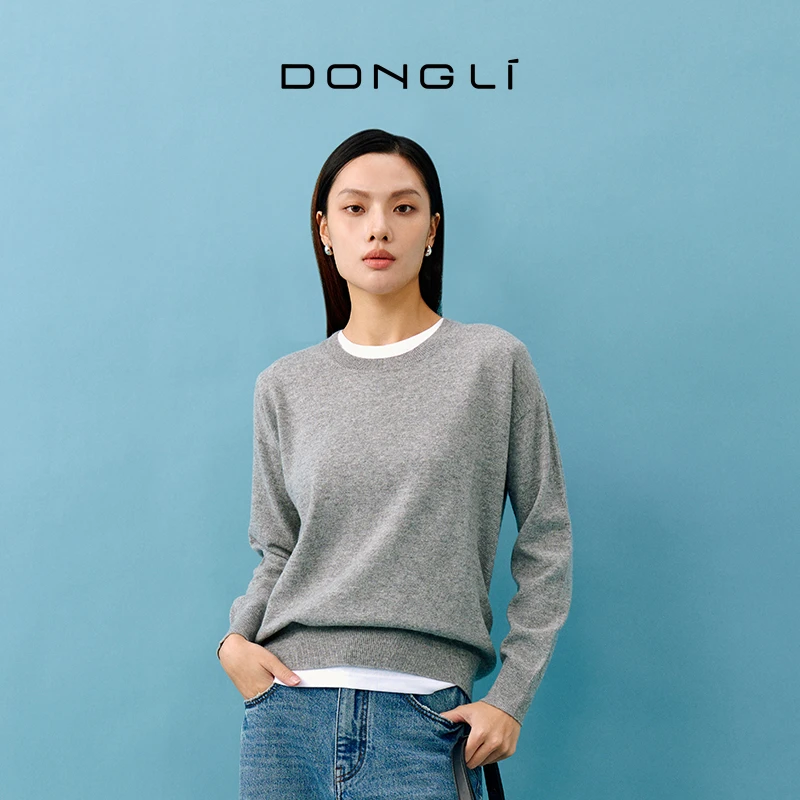东黎 山羊绒 流光风全成型圆领打底衫女士百搭针织长袖秋冬4842