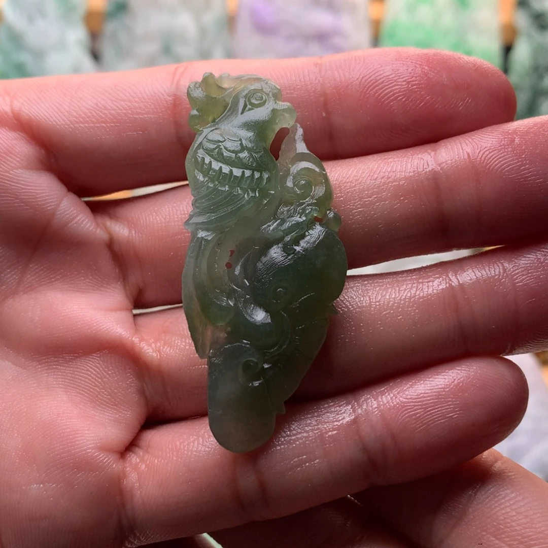 定制翡翠未镶嵌鹦鹉