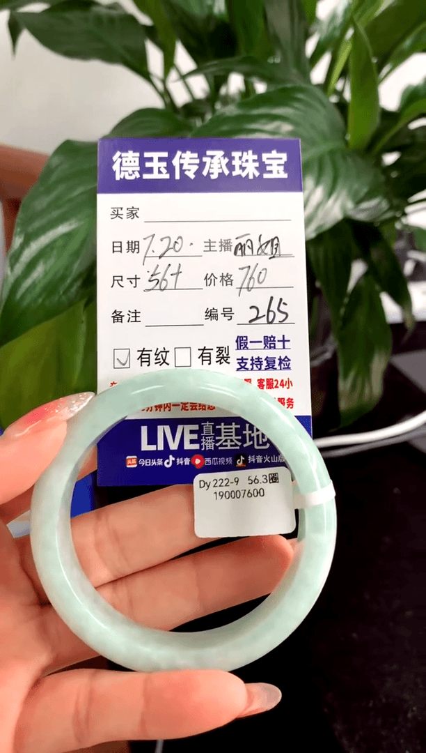 【闪购商品】翡翠手镯未镶嵌天然A货翡翠手镯 丽265