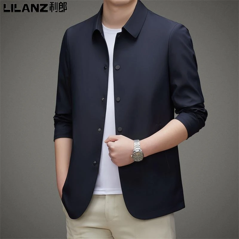利郞L男装外套春秋款上衣中年男士2023新款轻奢中青年夹克商务男