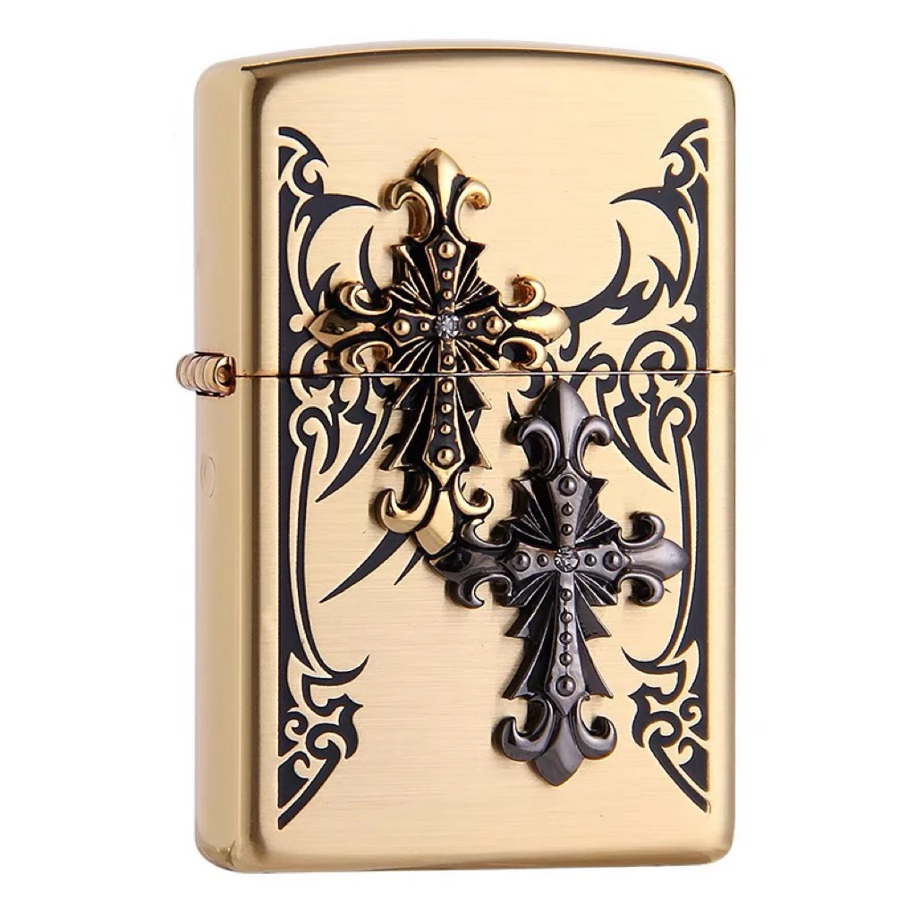 zippo打火机美国 ZBT-1-29B 双十字金 韩版原版TC9901TZ