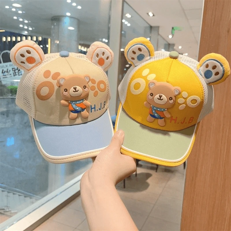宝宝帽子小童夏季薄透气防晒帽儿童棒球帽女孩鸭舌男孩网眼太阳帽