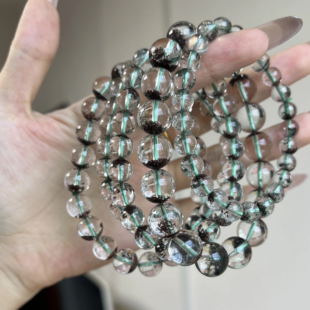 绿幽灵—哎哟哟猪宝天然绿幽灵水晶手串手链DIY