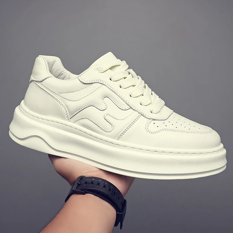 【头层牛皮】小白鞋男韩版真皮透气时尚板鞋低帮百搭平底休闲鞋潮鞋