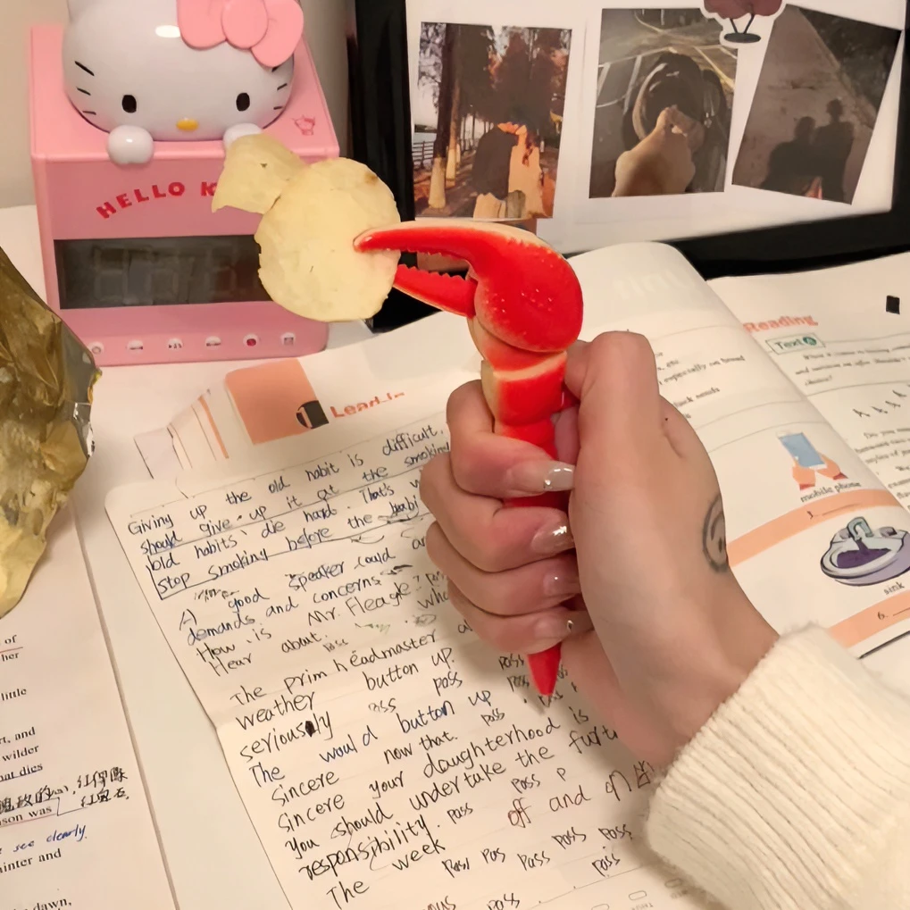 蟹钳笔龙虾爪子中性笔ins趣味创意按压式可夹可玩圆珠笔签字v小笔