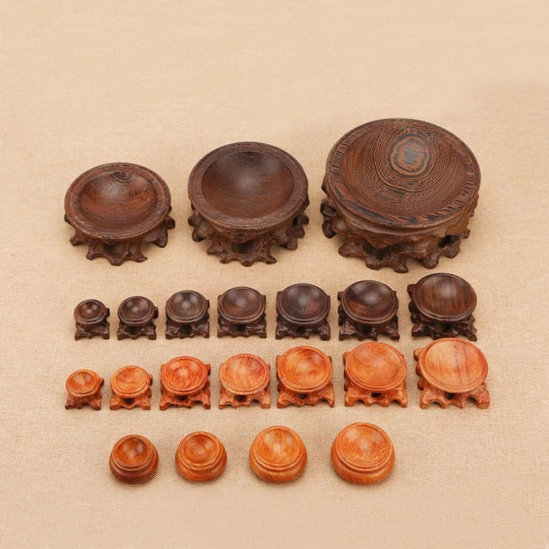 酸枝木圆形底座实木球形木托架文玩核桃底座蛋雕底水晶球木托底座