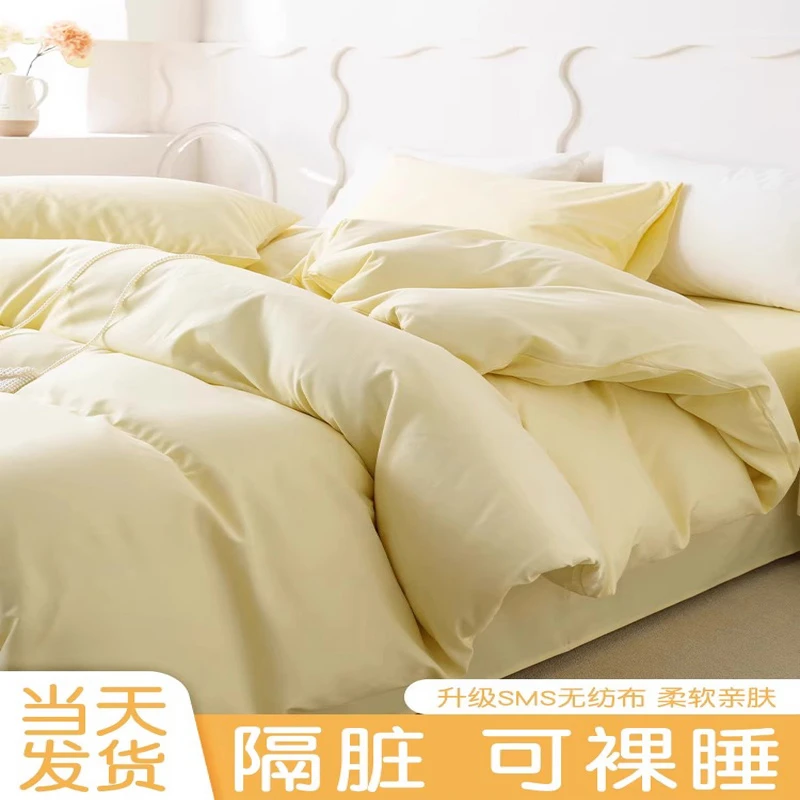 加厚隔脏一次性床单被罩酒店床上用品枕套被罩四件套旅行双人便携