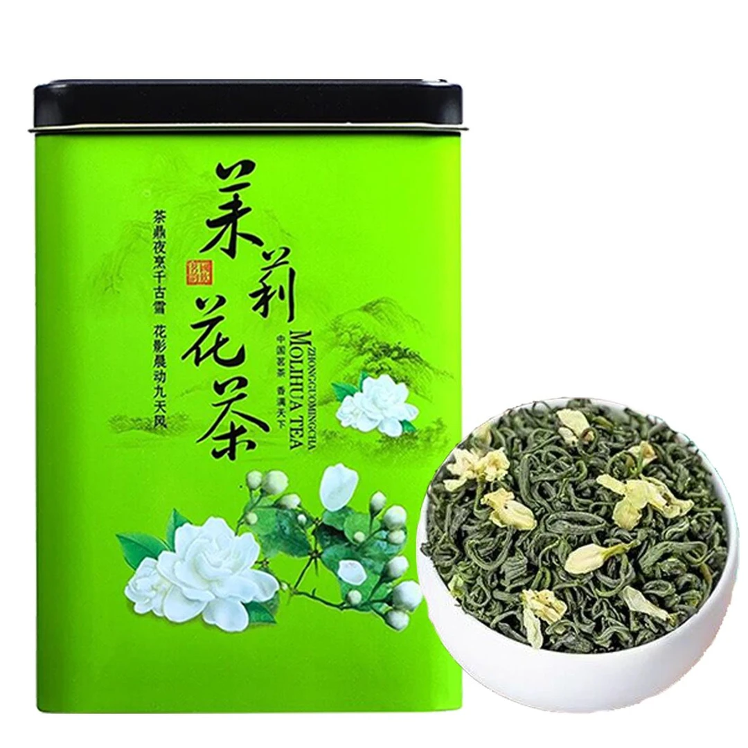 新茶 茉莉花茶 绿茶浓香型茉莉绿茶自然花香飘雪茶叶花草茶罐