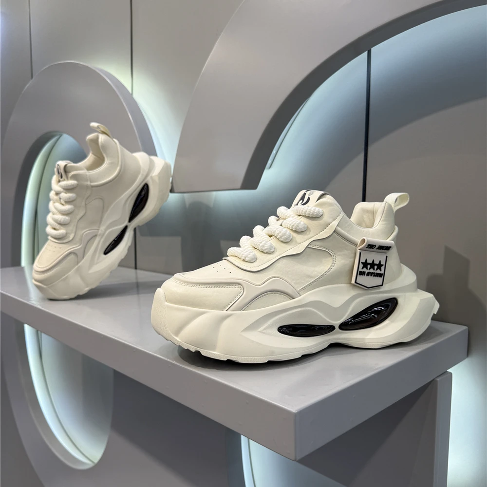 2024秋季新款时尚纯色男士百搭老爹鞋舒适厚底低帮气垫潮鞋