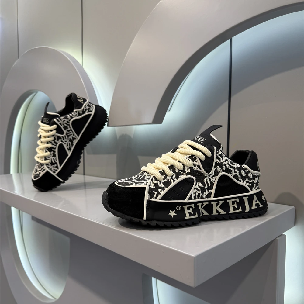 2024秋季新品时尚皮面男士低帮休闲鞋舒适厚底增高百搭潮鞋