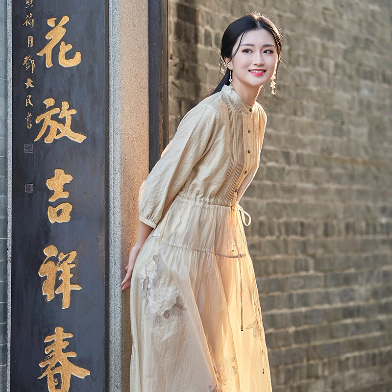 【大作国风】新中式国长袖仙气高定显瘦新款连衣裙-182720