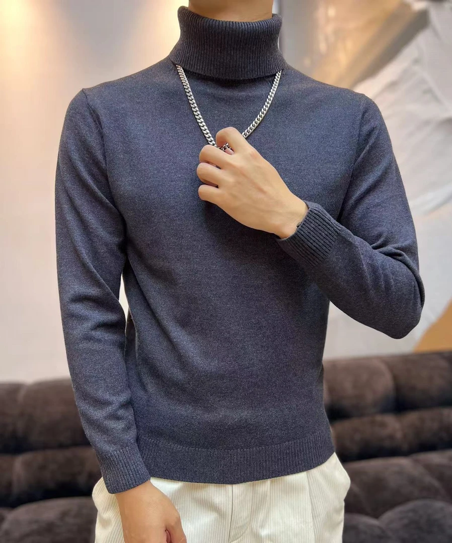 高领厚款修身型羊毛衫针织百搭常规款休闲秋冬时尚网红中领