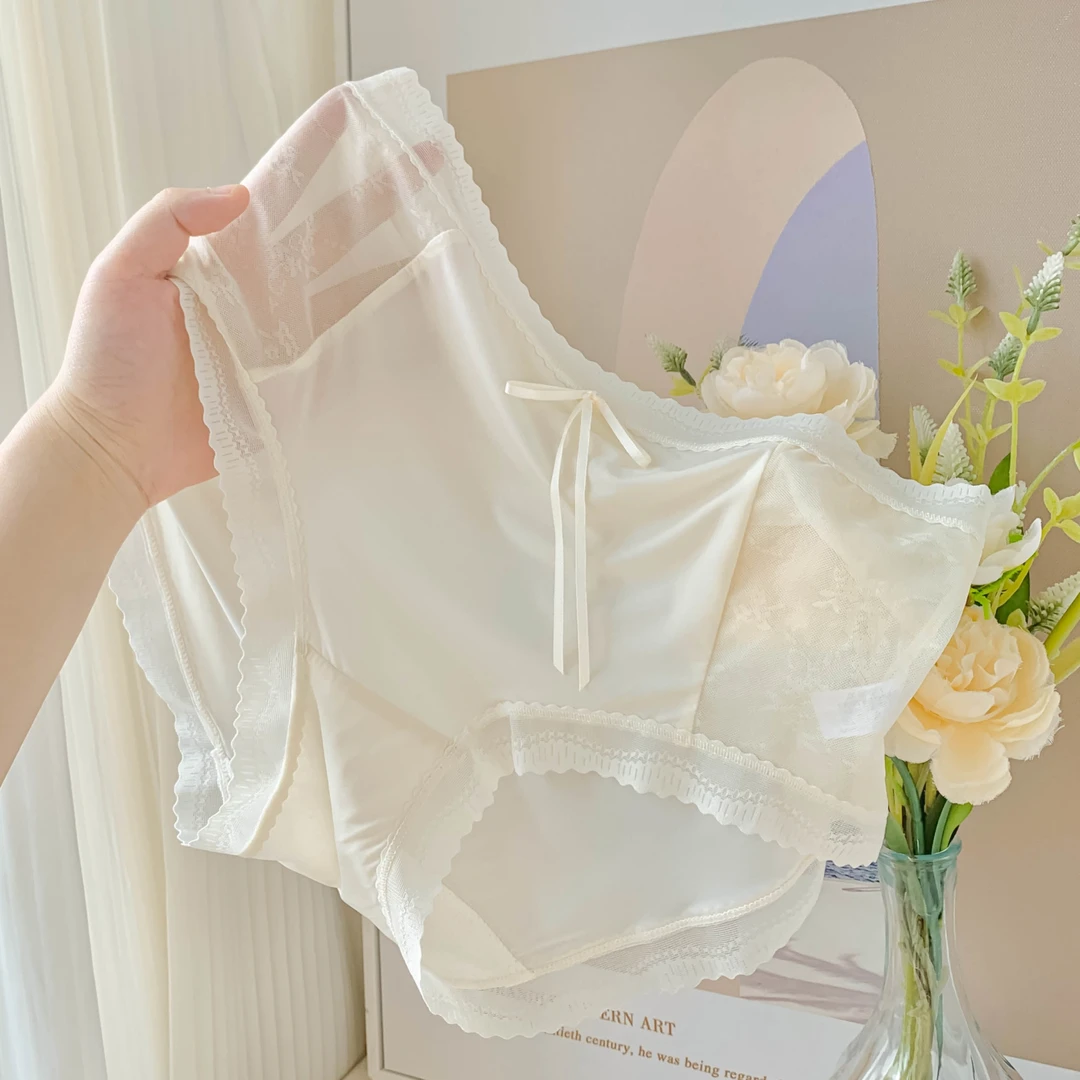 月半岛屿高腰大码女士夏季冰丝薄款内裤女蕾丝性感纯欲200斤新款