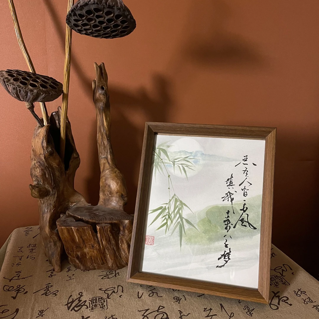 【总有人间一两风】相框真人手绘摆件家居装饰办公桌摆台10寸 小莲