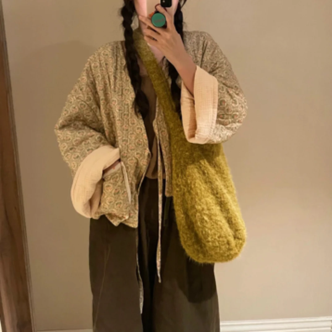 Zssz 小众设计女包 黄果树绒软单肩斜挎包大容量百搭水桶包