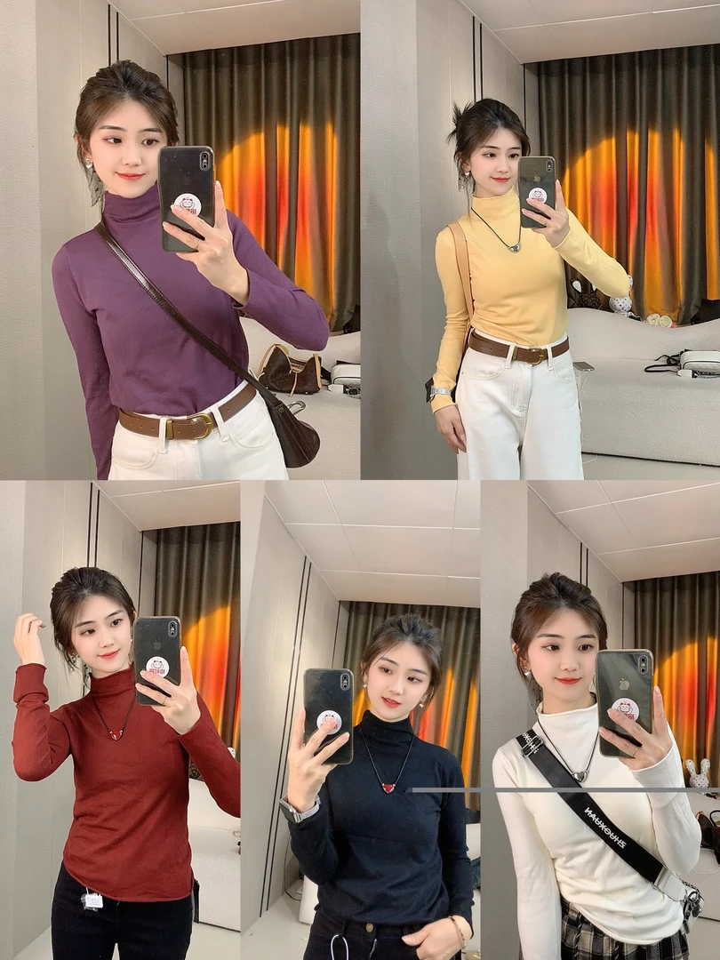 2025年秋冬新款半高领打底针织衫百搭外穿显瘦毛衣女内搭初秋上衣