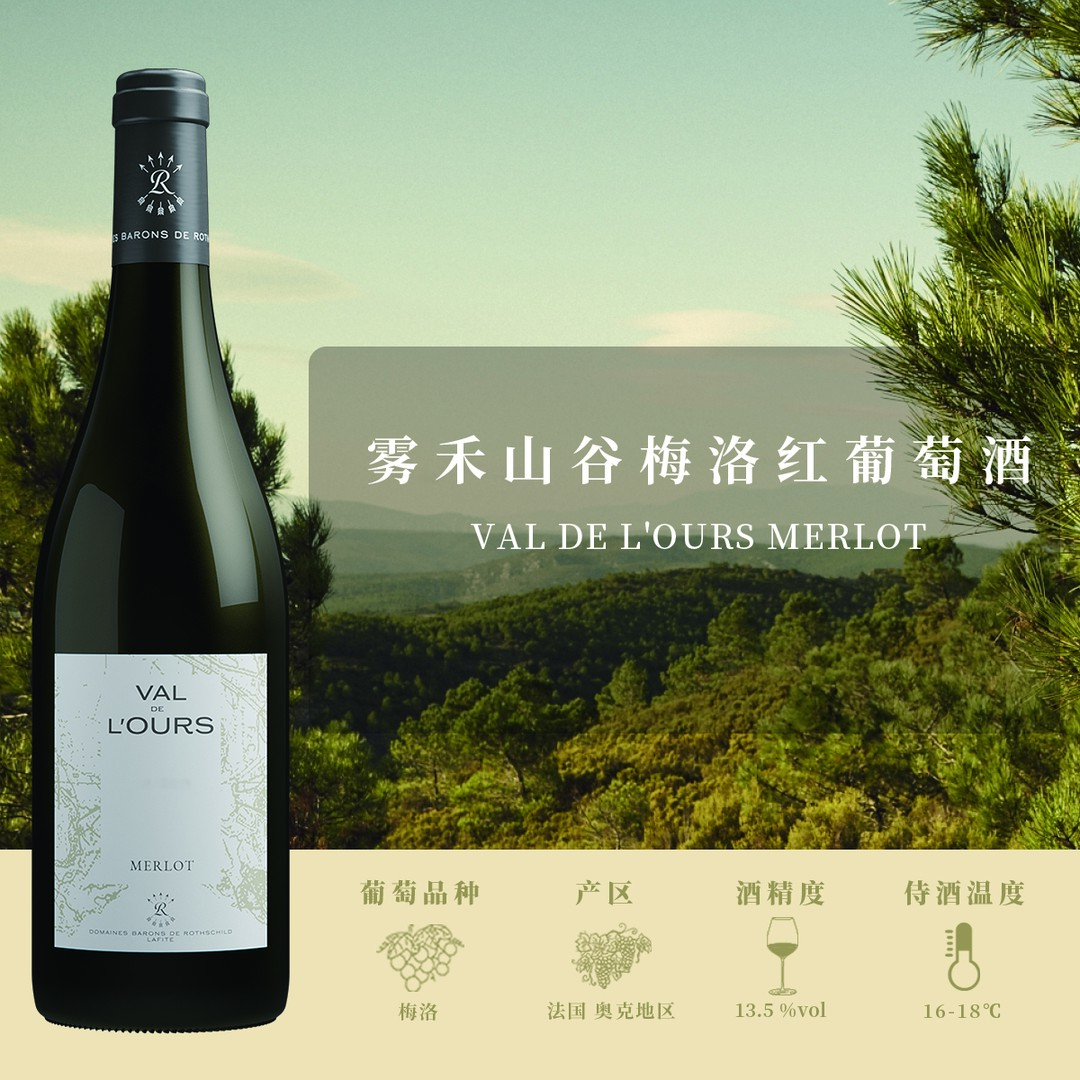雾禾山谷 梅洛红酒 法国原瓶进口 商务 日常干型葡萄酒原装