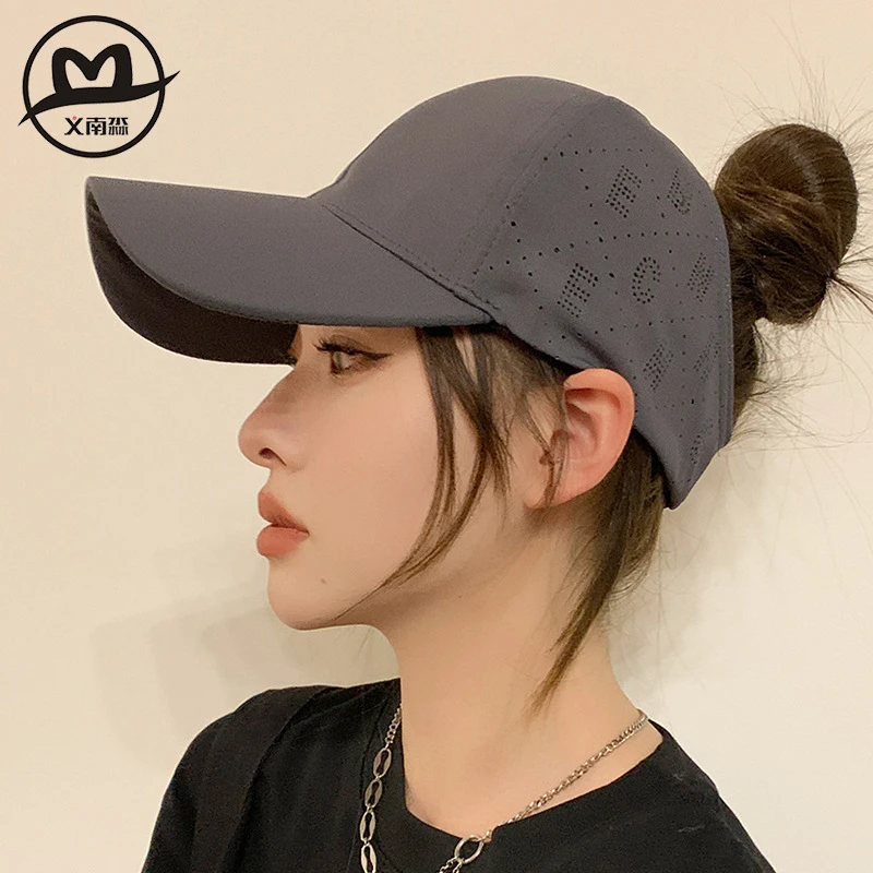 大头围半空顶棒球帽女夏季扎高马尾鸭舌帽日韩百搭遮阳帽子空顶帽