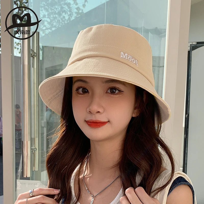 盆帽女夏季字母韩版显脸小防晒太阳帽学生时尚百搭渔夫帽沙滩帽潮