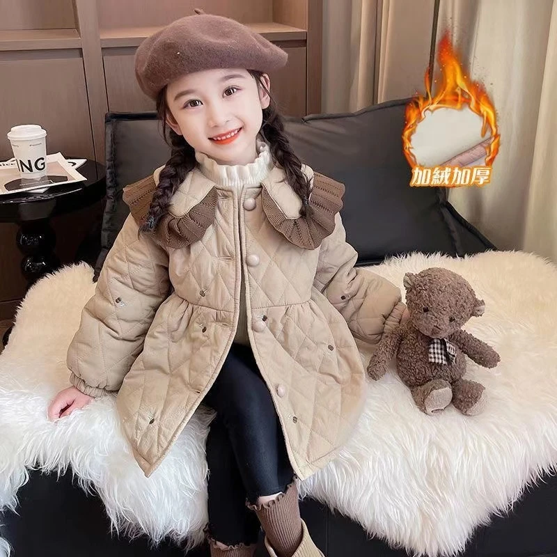 女童棉服外套加绒冬季2025新款洋气宝宝棉衣儿童加厚保暖冬装棉袄