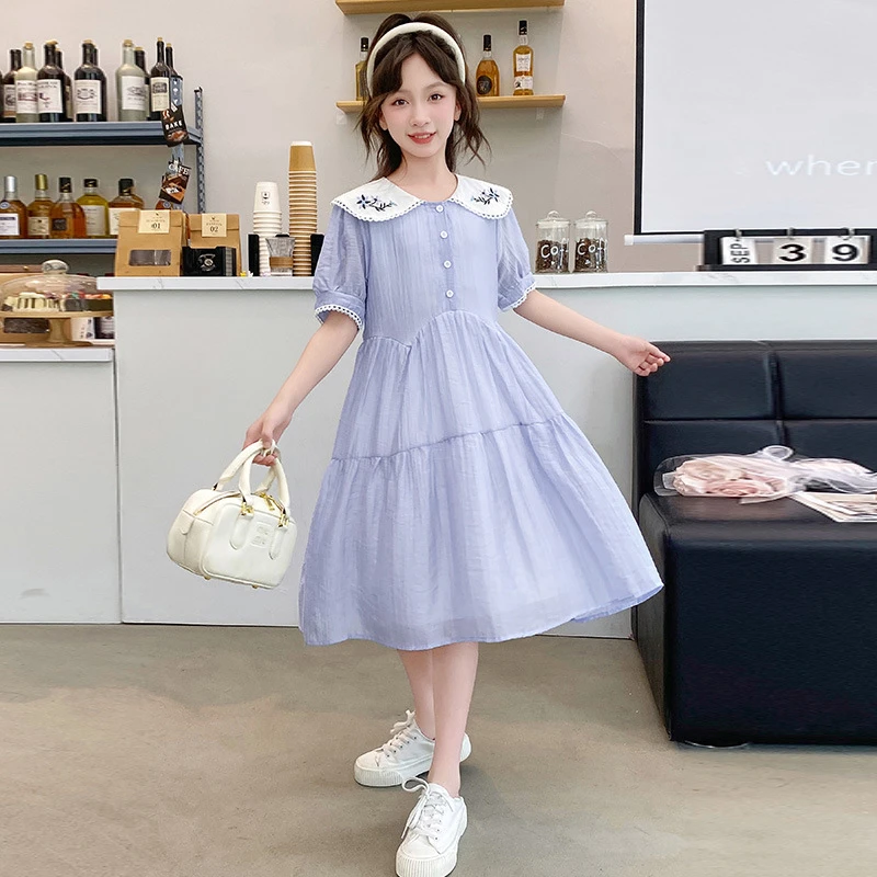 女童高级连衣裙儿童夏装女孩洋气裙子大童公主裙童装夏季新款长裙