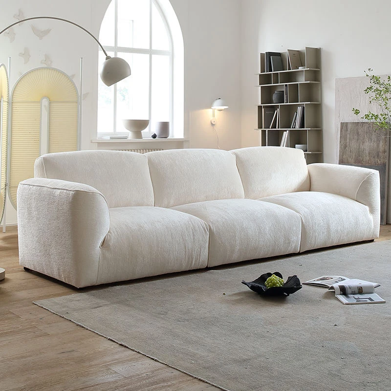 陆居尚品北欧轻奢布艺沙发简约直排三人位雪尼尔懒人沙发客厅