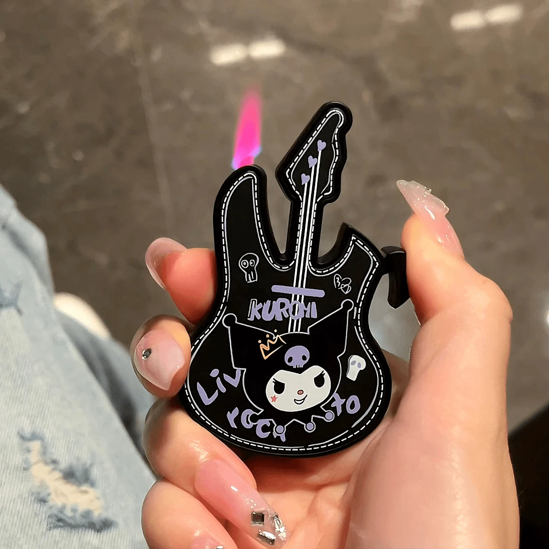 小吉他创意卡通打火机炫酷防风个性粉色火焰三丽鸥高档小众ins