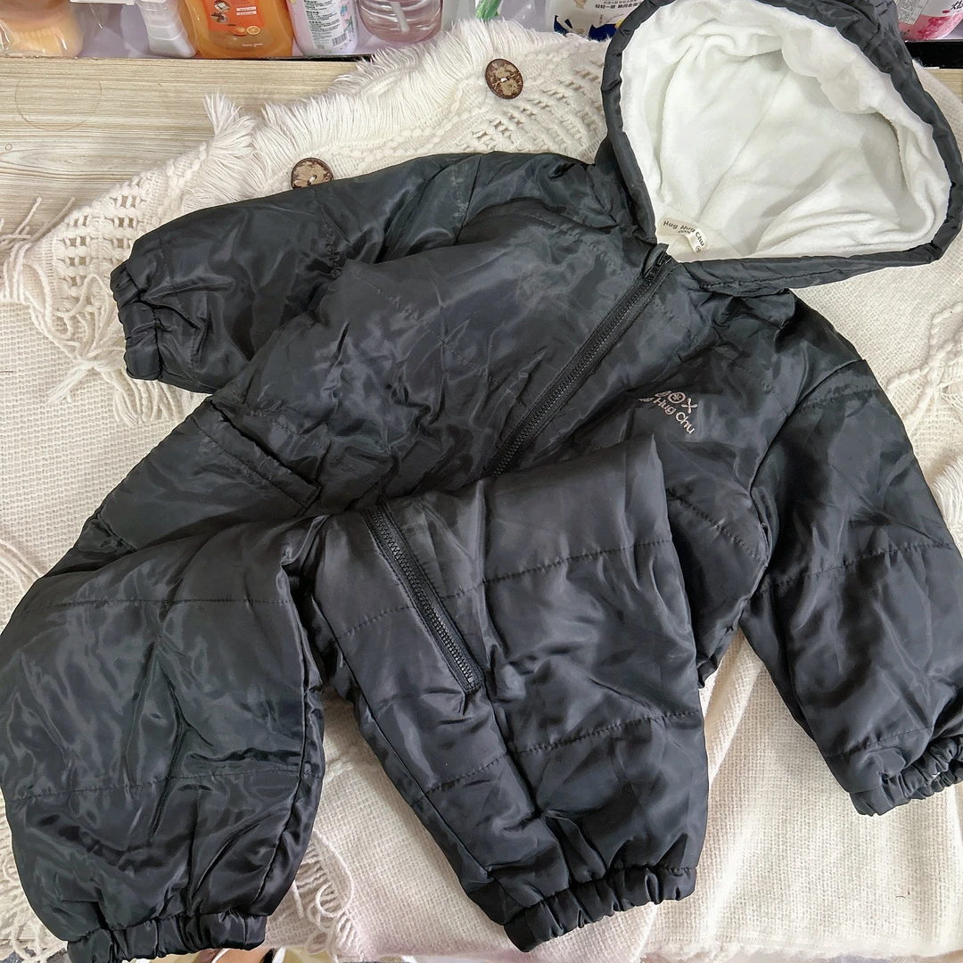 宝宝秋冬加绒外出哈衣爬服男女宝宝冬季连体衣外出服