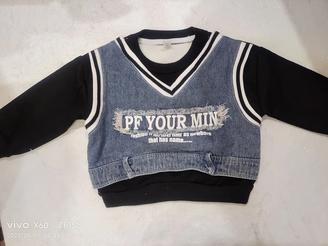 553牛仔卫衣加绒圆领