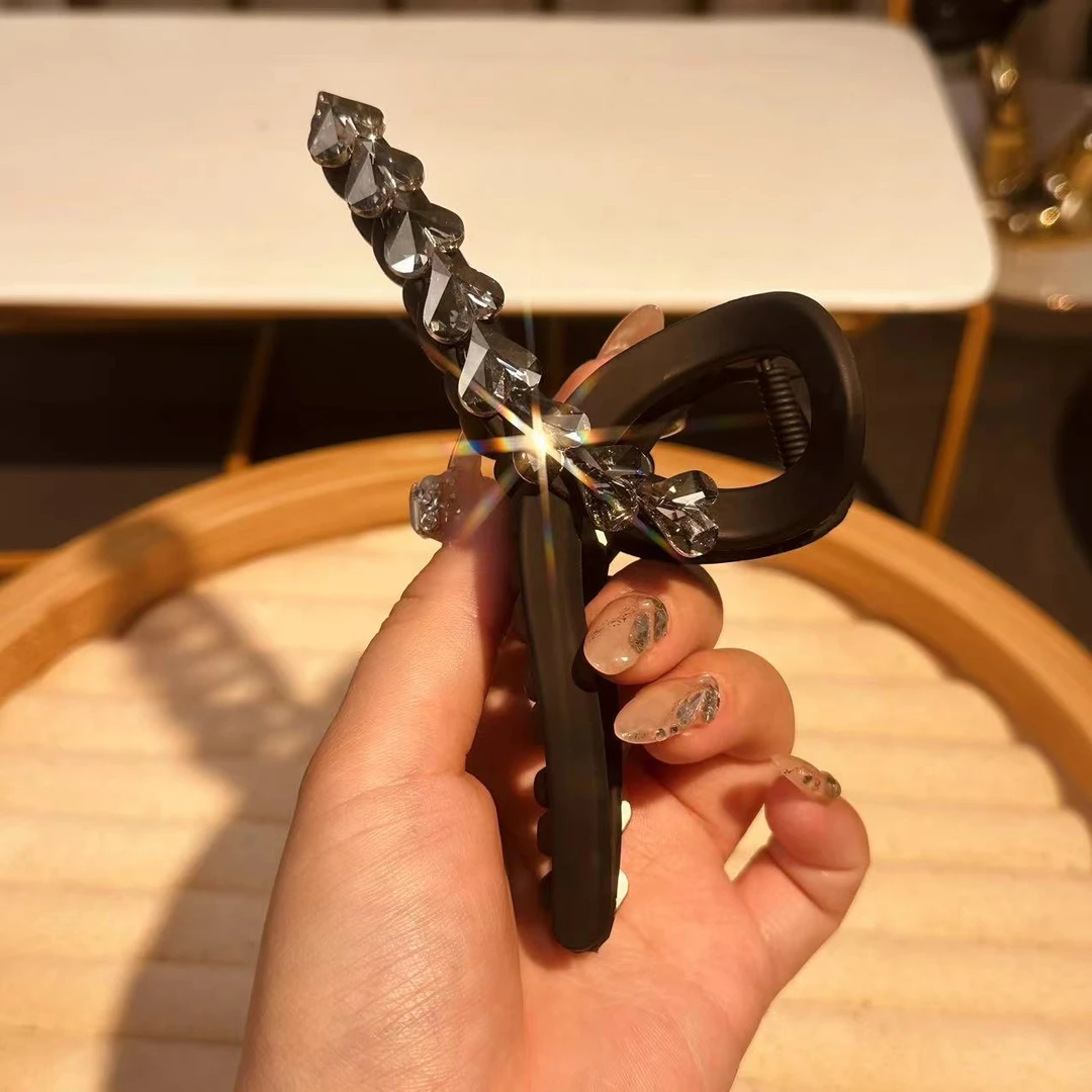 黑色满水晶13CM抓夹0912网红头饰轻奢时尚