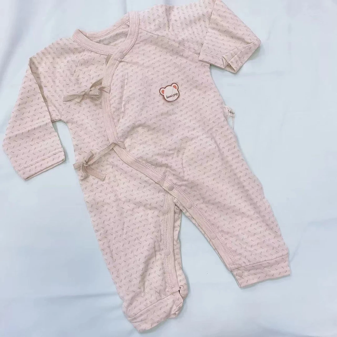 小羊嘟嘟夏款彩棉连体纯棉无骨单层连体衣 婴幼儿哈衣新生儿