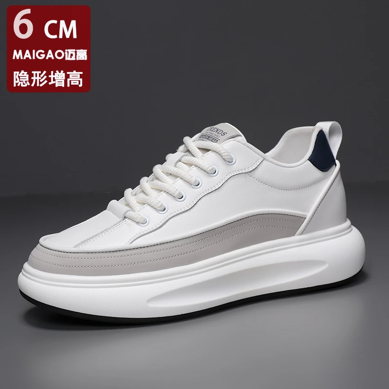 MAIGAOCHI/迈高池2025潮款男士鞋子百搭内增高男鞋时尚运动小白鞋