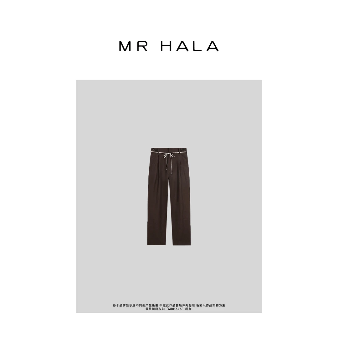 MRHALA  兮福抽绳亚麻羊毛交织长裤女 LK70511