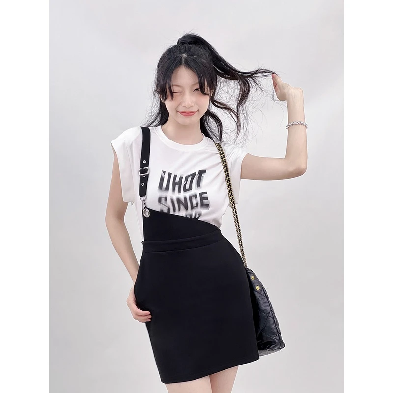 H2Q0016何小七 大码女装连衣裙黑白撞色假两件显瘦短裙夏款