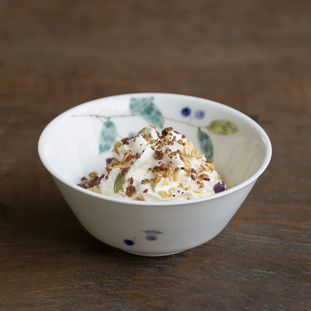 曼叙景德镇釉下彩陶瓷酸奶碗家用2024新款手绘蓝果特别好看的饭碗