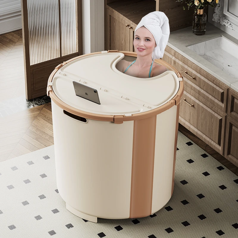 家用可折叠泡澡桶圆形免安装大号成人浴桶儿童洗澡桶冬季保温浴缸