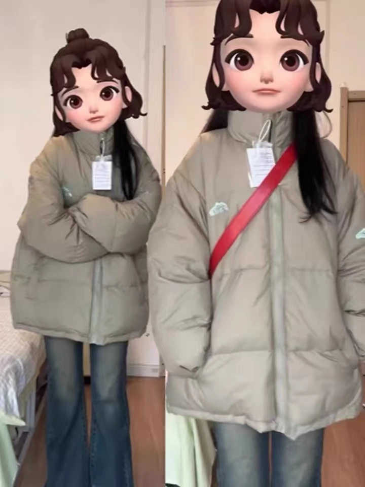 立领oversize棉服女棉袄棉衣加厚设计感小众保暖面包服外套冬