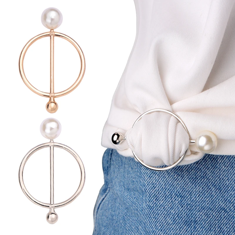 收腰神器打结扣子丝巾固定装饰t恤下摆调节衣服裙子腰带珍珠纽扣