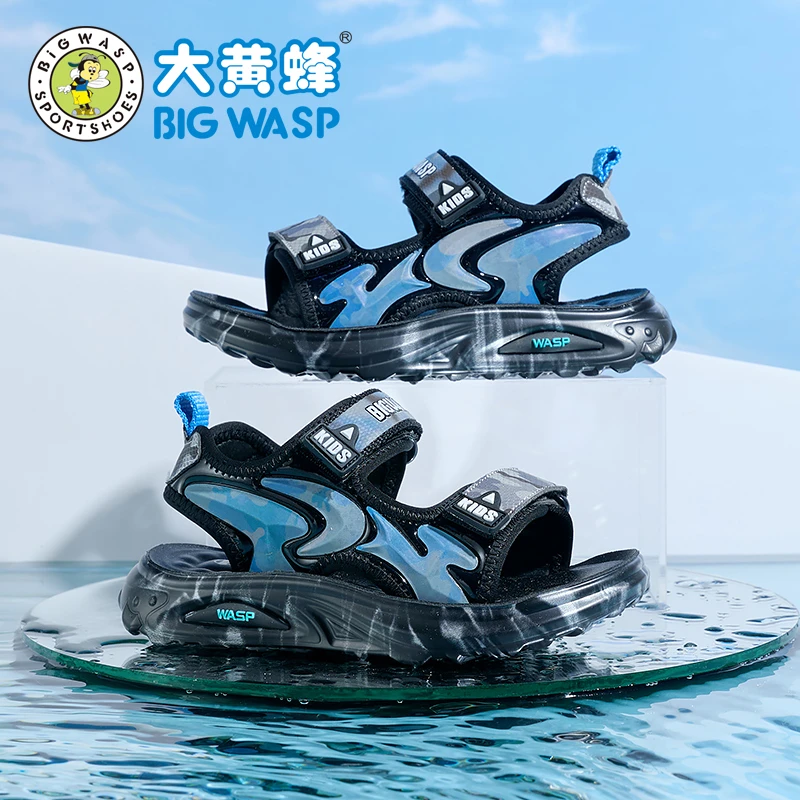大黄蜂童鞋时尚露趾软底夏季新款休闲学生大童户外轻便儿童沙滩鞋
