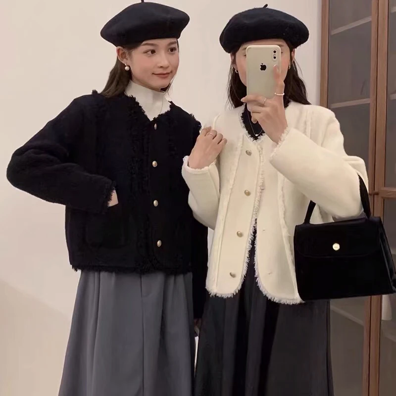 【亏本清仓】小香风针织开衫毛衣外套女2024秋冬新款法式轻奢