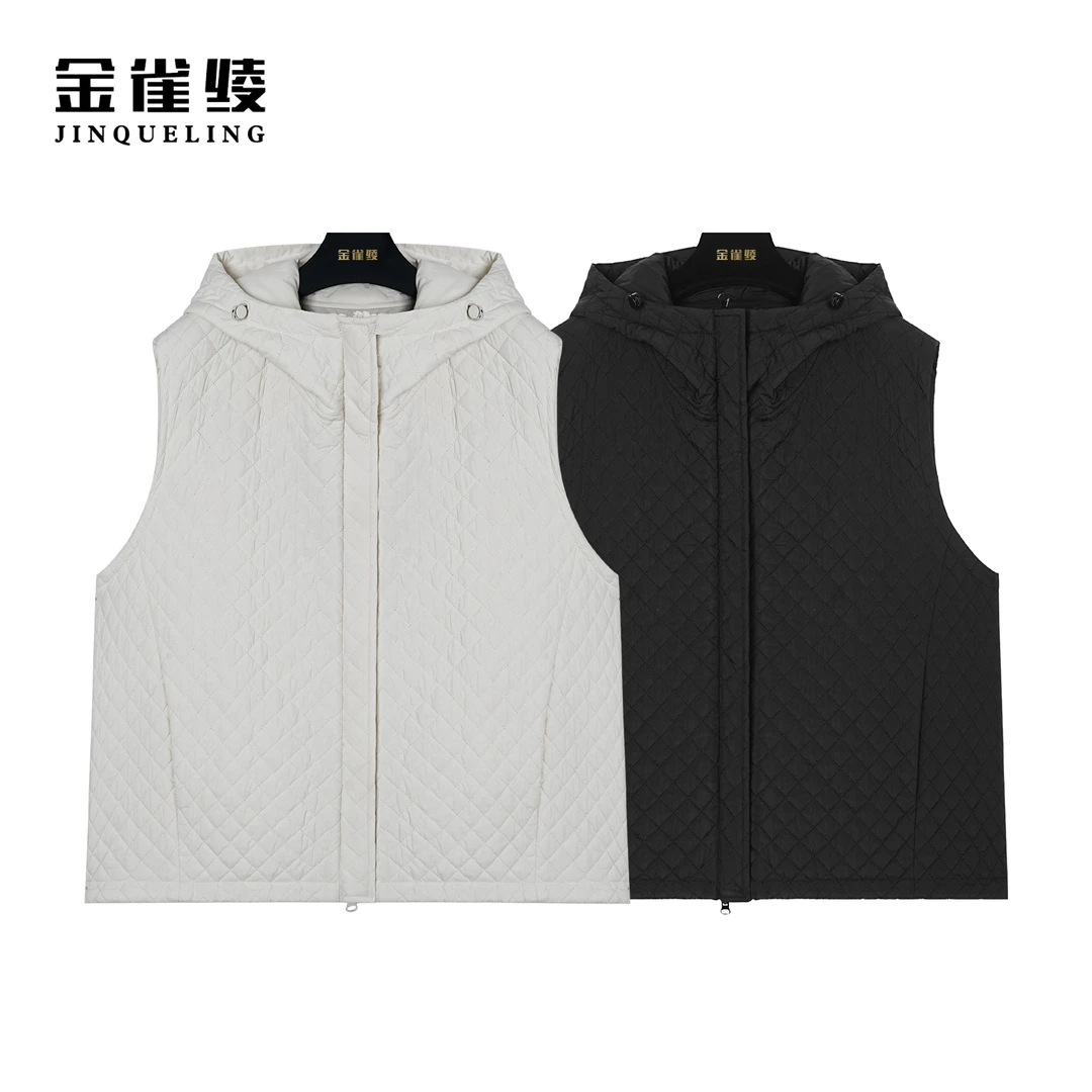 金雀绫【小羊马甲】秋冬新款时尚简约连帽马夹BT7073