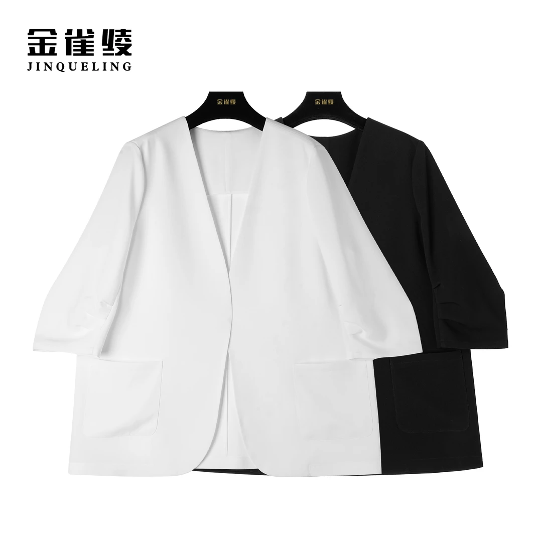 金雀绫【西西里夫人】春季百搭薄款宽松时尚韩版小西装AT6067