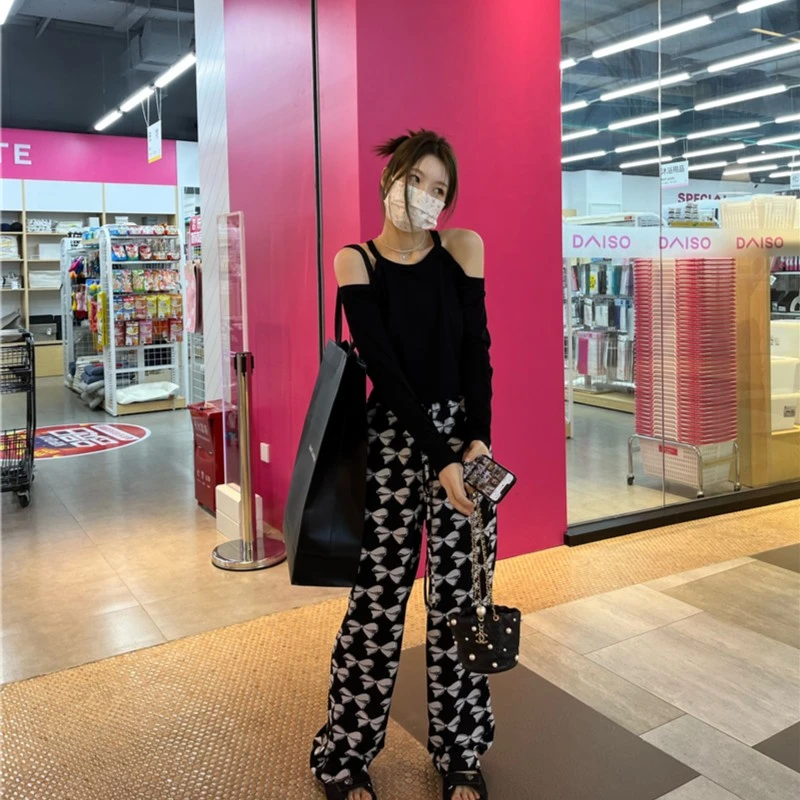 【no退no换】甜酷girl~夏日蝴蝶结直筒显瘦凉凉裤