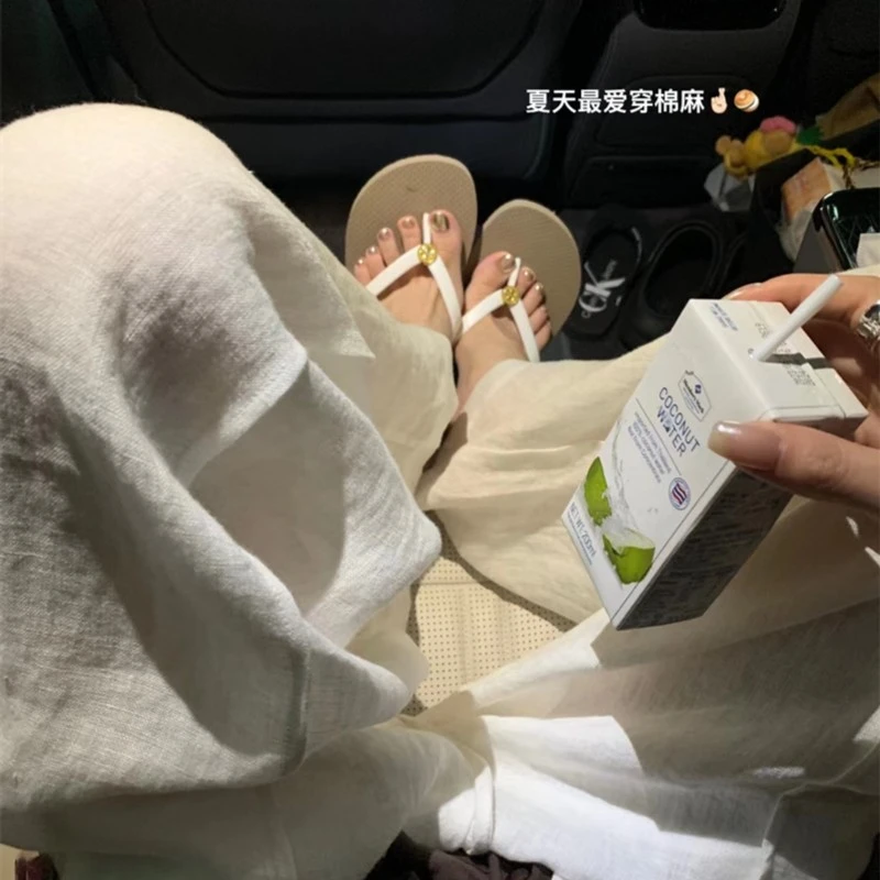 【OPENING自制】敲百搭做旧脏脏黄/ya麻白色休闲裤长裤