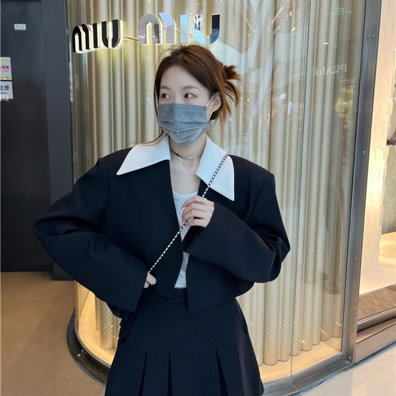 miu系女孩小西装+百褶裙裤时髦气质套装