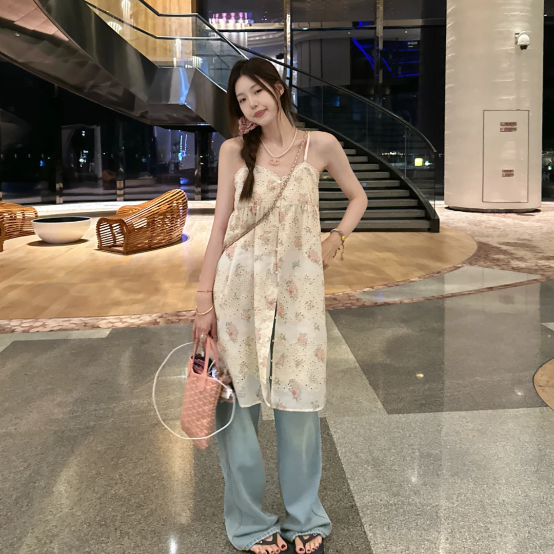 【OPENING自制】甜美减龄碎花提花连衣裙小个子叠穿吊带裙清新百搭